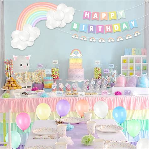 Pastel Rainbow Party Decoration Set Pastel Rainbow Themed Party Kit Happy Birthday Pastel Color
