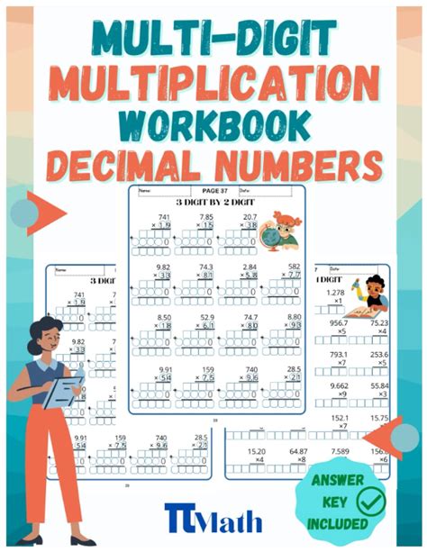 Multi Digit Multiplication Decimal Numbers Workbook With Grid Line
