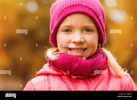 Happy Beautiful Little Girl Portrait Outdoors Stock Photo Alamy