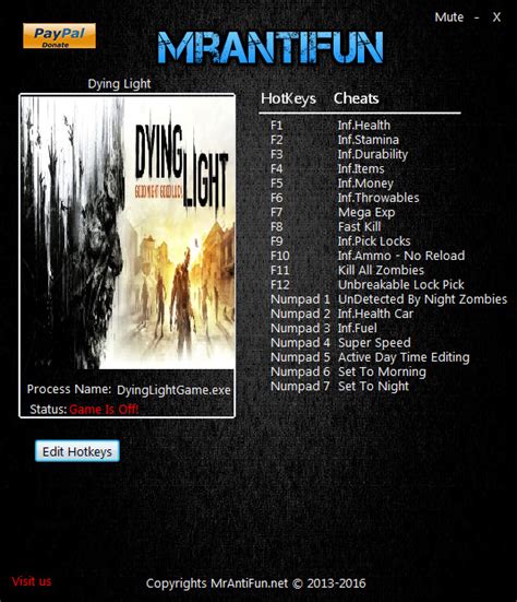 Maybe you would like to learn more about one of these? Dying Light Trainer +17 v1.10.0 MrAntiFun - download cheats, codes, trainers