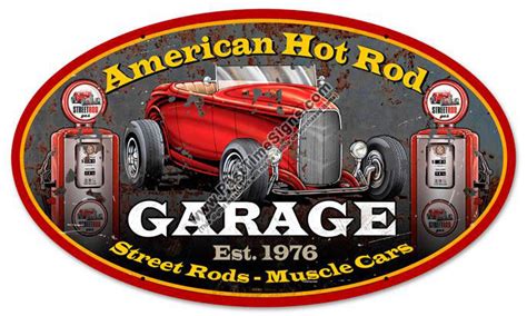 American Hot Rod Garage Vintage Metal Sign
