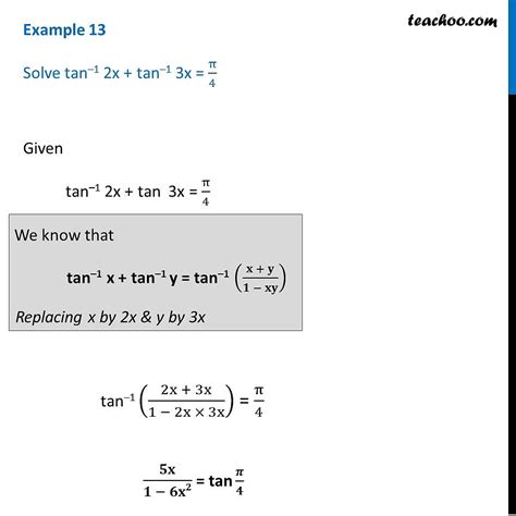 Question 7 Solve Tan 1 2x Tan 1 3x Pi4 Class 12
