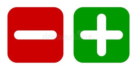 Set Of Red Minus And Green Plus Sign Icons Negative And Positive