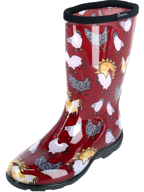 Sloggers Waterproof Garden Rain Boots For Women Cute Mid Calf Mud Muck Boots With Premium