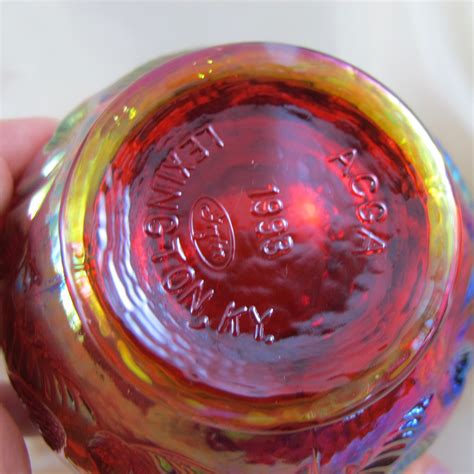 Fenton Red Inverted Strawberry Carnival Glass Spittoon Carnival Glass