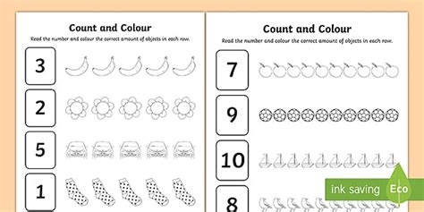 Count And Colour Worksheet Worksheet Teacher Made