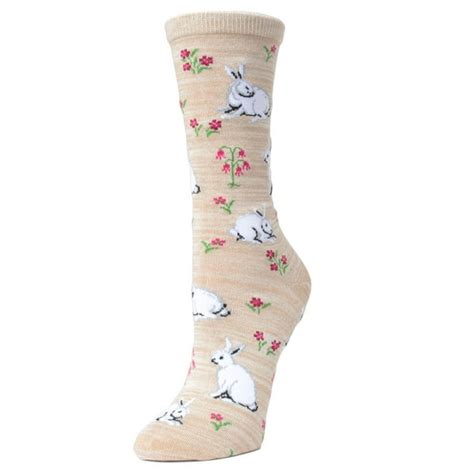 Memoi Memoi Bunny And Flower Crew Cute Rabbit Novelty Socks For Women By Memoi One Size 9 11