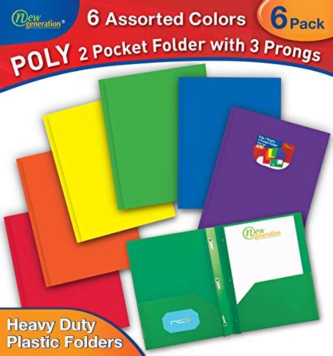 Buy New Generation Heavy Duty 3 Prongs Plastic 2 Pocket Folder 6