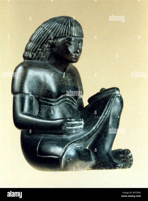 Model Of A Seated Scribe Ancient Egyptian 18th Dynasty 1550 1293 Bc Artist Unknown Stock