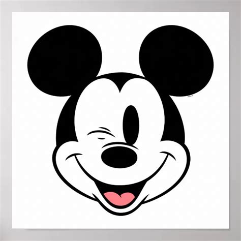 Disney Mickey Mouse Winking Face Poster Zazzle