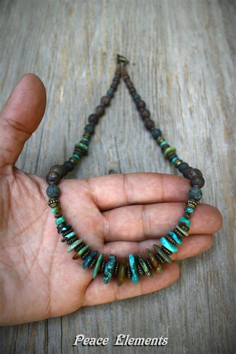 Turquoise Necklace For Men Turquoise Mens Jewelry Bohemian Etsy
