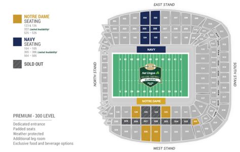 Aviva Stadium Seating Map 1127 Official Notre Dame Ireland Ticket