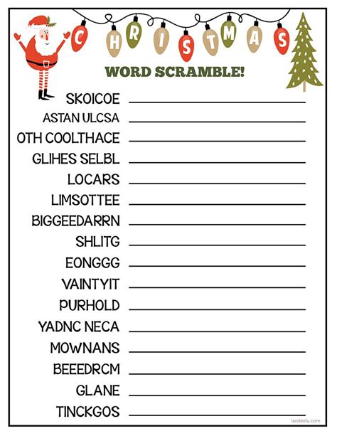 Christmas Word Scramble Free Lillie Jordans Word Scramble