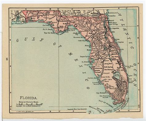 1911 Concise Atlas Vintage Map Pages Florida On One Side Alabama On