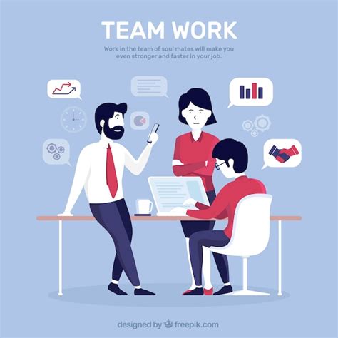 Free Vector Teamwork Concept With Flat Design