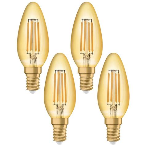 4 X Osram LED Filament Vintage 1906 Kerze 4 5W 36W E14 Klar Gold Ex