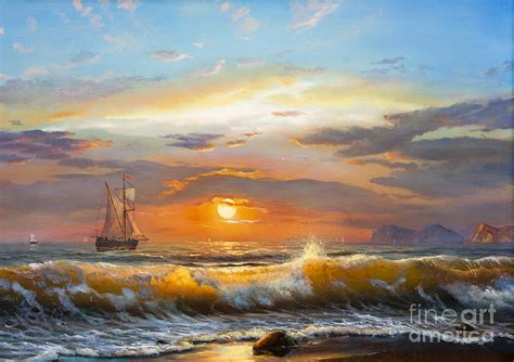 Oil Painting On Canvas Sailboat Photograph By Liliya Kulianionak Pixels