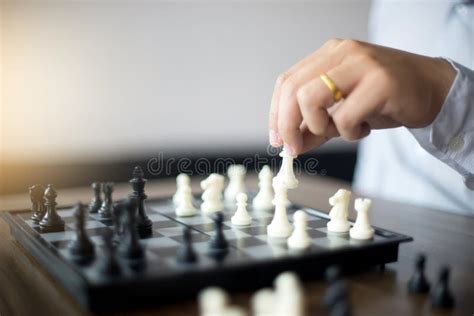 Businessman Thinking How To Play Chess Concept Business Strategy Stock