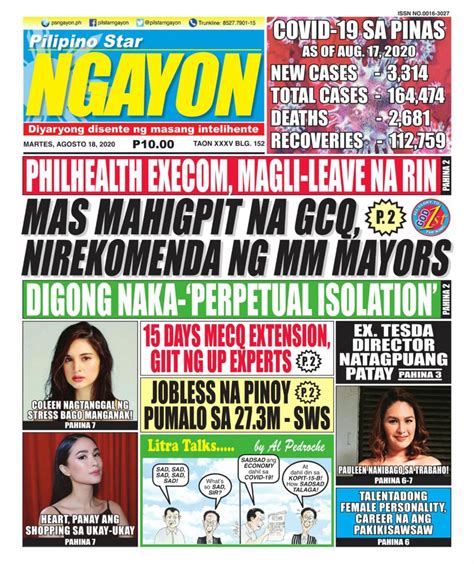 Pilipino Star Ngayon August Newspaper