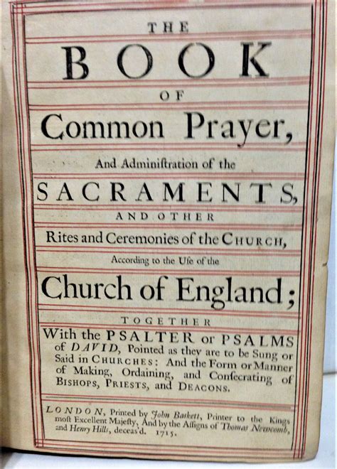 The Book Of Common Prayer And Adminifration Of The Sacraments And