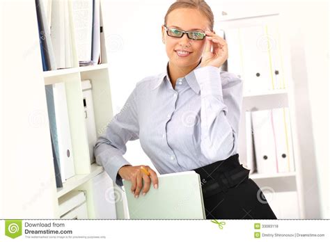 Confident Employee Stock Photo Image Of Holding Document 33083118