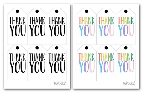 Free Printable Thank You Tags In Two Designs One Black And White And