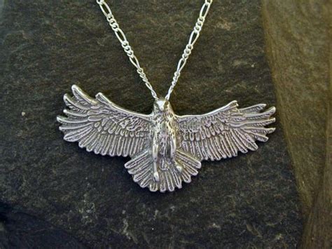 Sterling Silver Large Hawk Pendant With A Sterling Silver Etsy