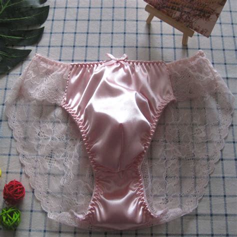 Hot Gay Men Sexy Silk Sissy Panties Mens Lace Briefs Pouch Lingerie