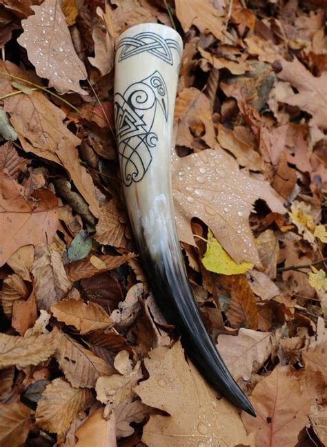 Huginn And Muninn Viking Drinking Horns Horn L Valknut Symbol