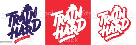 Train Hard Vector Handwritten Lettering Posters Stock Illustration