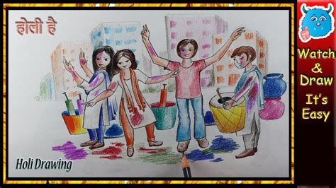 See more ideas about indian art, indian paintings, indian art paintings. Happy Holi Drawing (Scene) - YouTube
