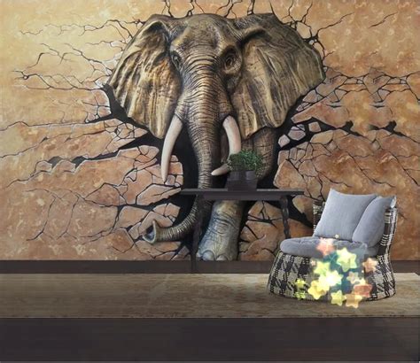 Beibehang Custom Wallpaper 3d Stereo Relief Elephant Walls Into Tv Wall