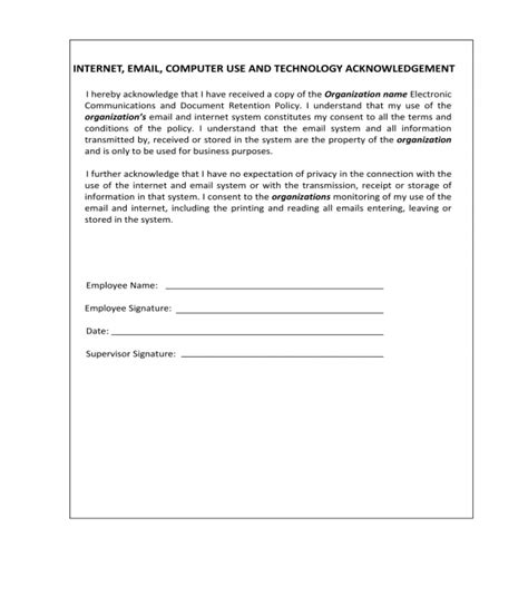 Free 25 Policy Acknowledgment Forms In Pdf Ms Word