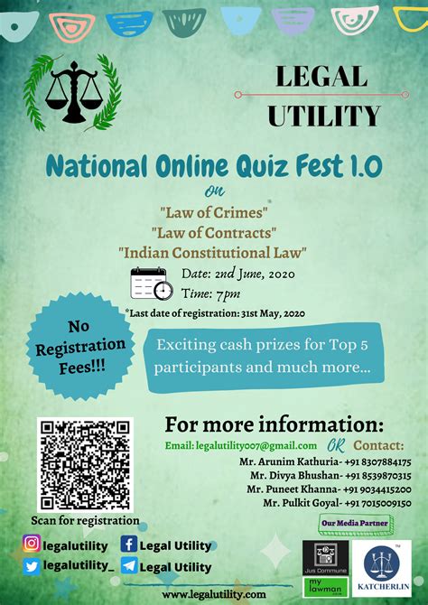 Visit our festival homepage for updates and follow along. NATIONAL ONLINE QUIZ FEST 1.0 BY LEGAL UTILITY: REGISTER NOW!!