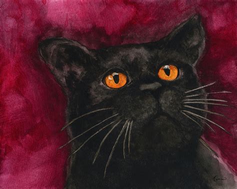 Watercolor Cat 10 Black Cat Painting By Kathleen Wong Fine Art America