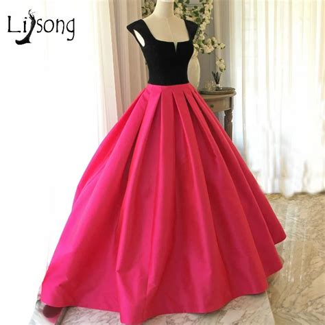 Simple 2018 Long Prom Dresses Black And Rose Pink A Line Prom Gowns