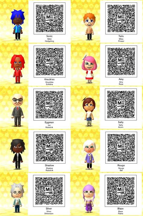Tomodachi Life Sonic QR Codes By TheSingettesRBack Wii Characters Qr