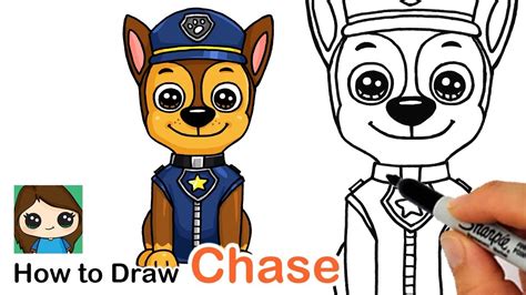 How To Draw Chase Easy Paw Patrol