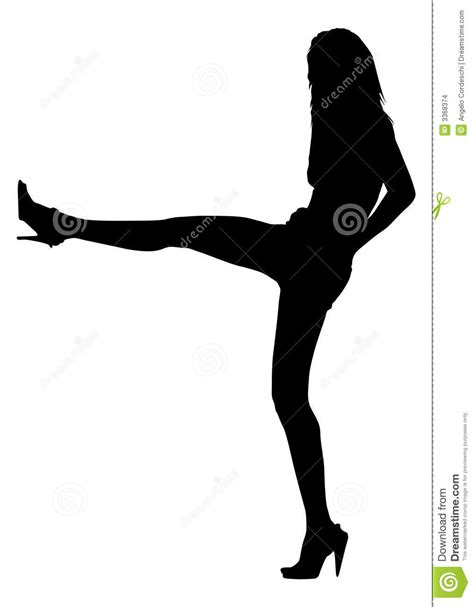 Silhouette Kick Girl Stock Images Image 3368374