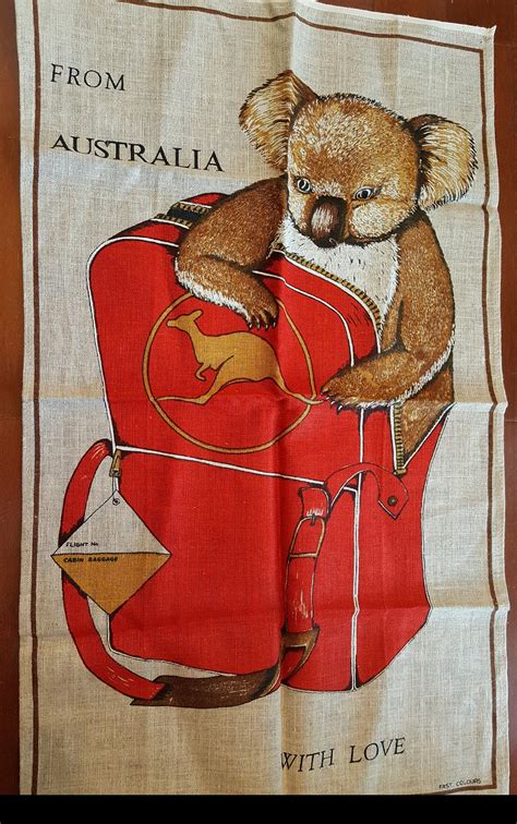 Tea Towel Australian Koala Bear From Australia With Love 18 X 31 Pure