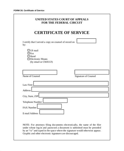 Free 16 Sample Certificate Of Service Forms In Pdf Word