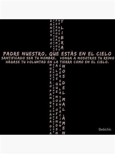 Padre Nuestro Oracion Prayer In Spanish Caligramme Canvas Print By