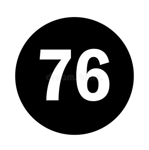 Number 76 Logo With Black Circle Background Stock Vector Illustration