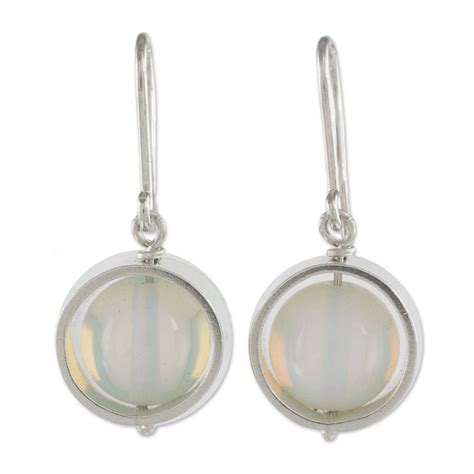 White Opal and Sterling Silver Handcrafted Dangle Earrings - Spotlight ...