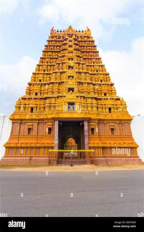 Centered Front Of The Golden Entrance Gopuram Tower Swarna Vaasal Of