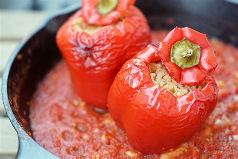 Easy Vegetarian Spanish Stuffed Peppers With Rice And Cheese Spanish
