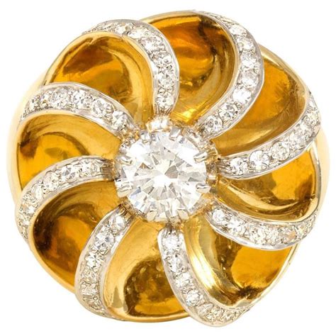 Retro Rene Boivin Diamond Gold Ring For Sale At 1stdibs