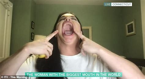 Woman Who Has The World S Biggest Mouth On Winning Guinness World Record Daily Mail Online