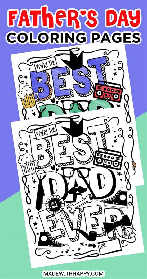 Best Dad Coloring Pages Made With Happy