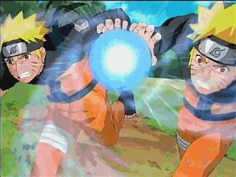Naruto And Sashirt Fighting With Each Other In Front Of A Blurry Background
